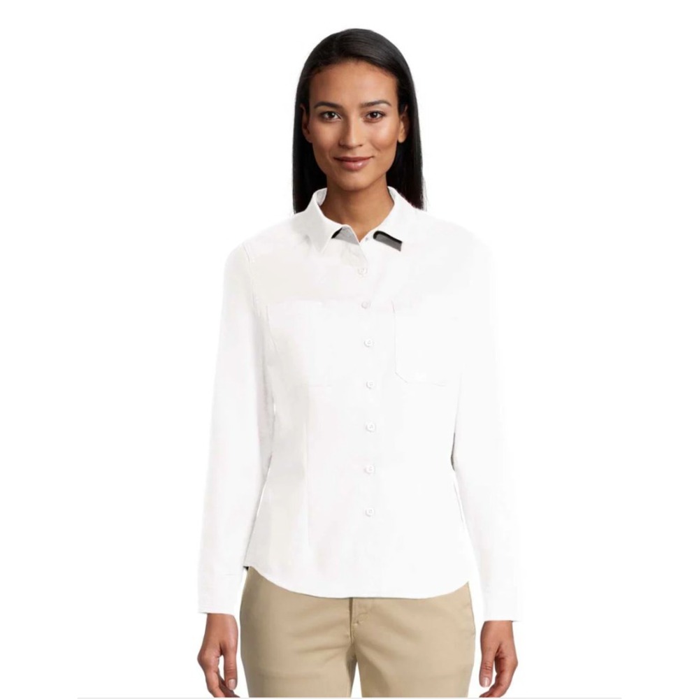 NWT Knoss 360 Performance‎ Women's Long Sleeve White Work Shirt Size XL